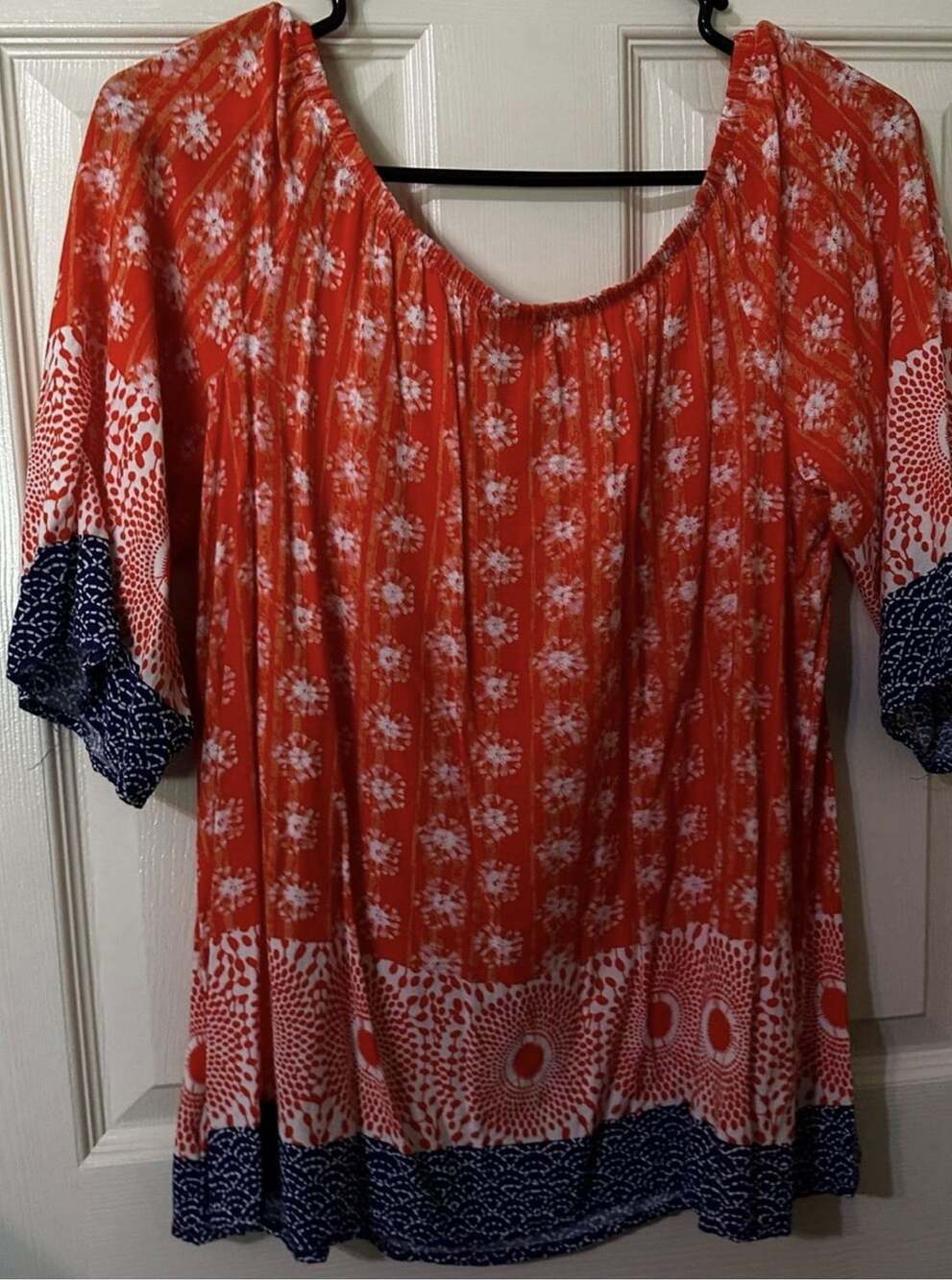 Bobeau Women's Top Size Medium Boho Peasant Blouse Flared Sleeves